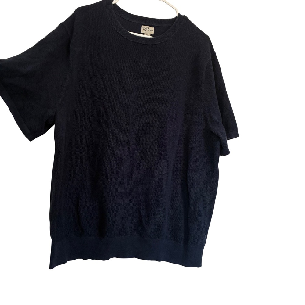 J. Crew Short Sleeve Sweater Womens Size XL Navy Blue Crew Neck 90s Minimalist